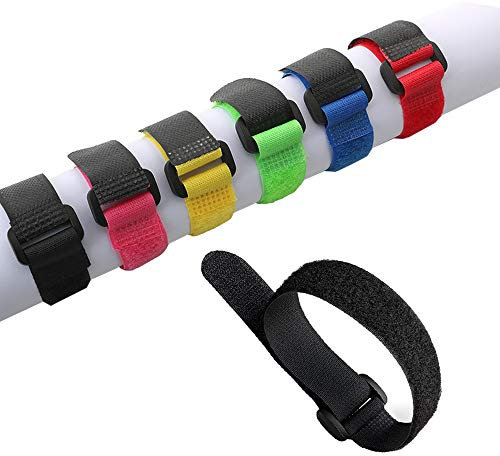 Aiqeer 30 Pezzi 20 X 2 cm Fascette Cavi Riutilizzabile, Fascetta Cavi Nylon Regolabile, Hook e Loop Cavi Cinghia (Nero, Rosso, Arancione, Blu, Verde, Rosa)