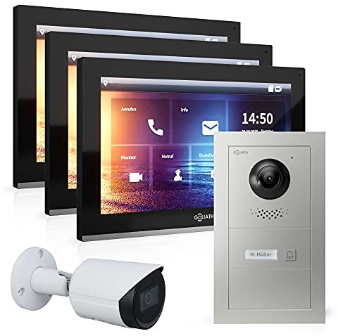 Goliath Hybrid | IP | Full-HD Video Türsprechanlage | App | 1-Fam | 3 x Full-Touchscreen 10 | Aluminium Unterputz Türstation | + Blanko Modul | 180° Ultra-Weitwinkel | AV-IPS-517
