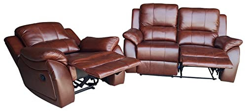 Mapo Möbel Voll-Leder Sofagarnitur Fernsehsofas Relaxsofas 5129-2+1-08