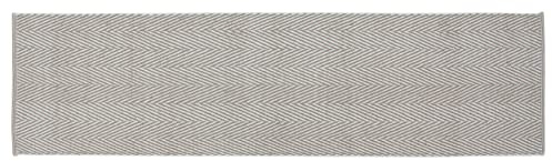 Tappeto in 100% cotone con motivo a spina di pesce, 60 x 220 cm, colore beige, runner per interni, corridoio, cucina, soggiorno, camera da letto, lavabile in lavatrice, intrecciato a mano
