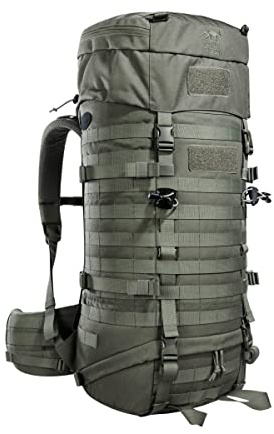 Tasmanian Tiger TT Base Pack 52 IRR Modularer, erweiterbarer Einsatz-Rucksack 52L bis 65L Volumen, Trekking-Rucksack mit Molle-System und abnehmbarem Hüftgurt Steingrau-Oliv IRR