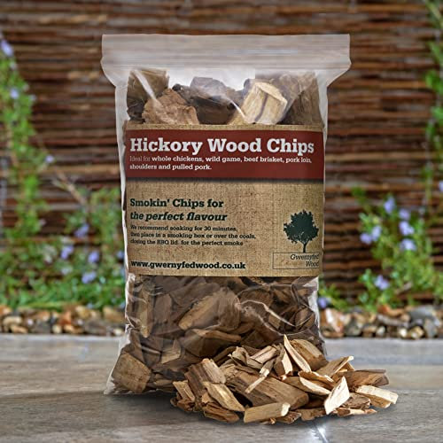 Gwernyfed Wood Hickory BBQ Smoker/Smoking Chips - 1 Litre - (Cherry, Apple, Oak, Alder, Hickory & Whiskey available) (Hickory)
