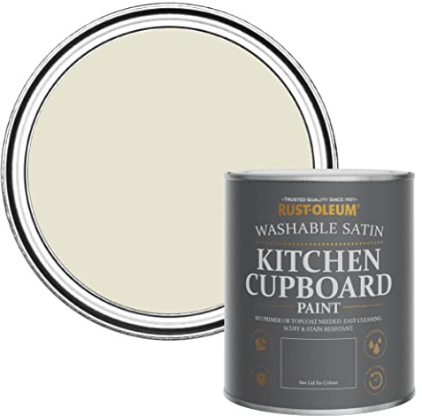 Rust-Oleum Grey Scrubbable Kitchen Cupboard Paint in Satin Finish - Oyster 750ml