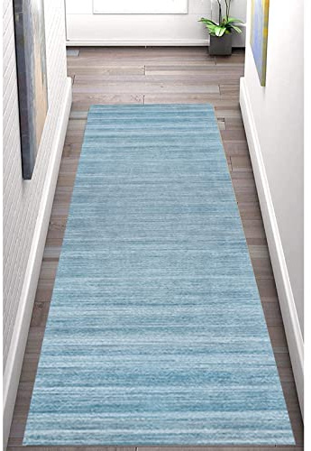 Läufer Teppich Flur rutschfest Modern Blauer Flurläufer-Teppich, moderner, rutschfester, waschbarer Bereichsteppich für Korridor/Küche/Eingangsbereich/Treppe, schmaler Läufer, Bodenschutzmatte, langle