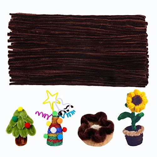100 Stück Dunkelbraun Pfeifenreiniger Braun, Pfeifenreiniger Zum Basteln | Halloween Weihnachten DIY Handwerk Zum Basteln Liefert Dicke Chenille Stiele