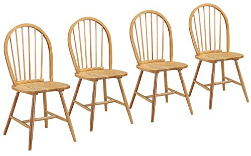 GiantexUK Set of 2/4 Wooden Chairs, High Back Dining Chair Set, Stylish Country Style Kitchen Chair Seats for Home,Dining Room, Restaurant & Cafe(4PCS, Natural)