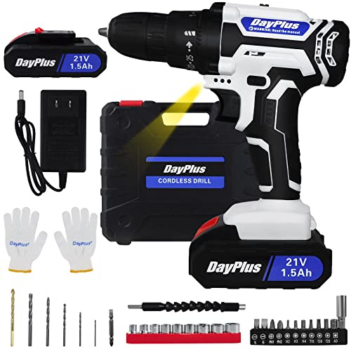 ZanGe Cordless Drill, 21v Lady's Home Repairing Tool Kit w/Li-ion Battery and Charger, Mini Lightweight Professional Home Power Drill, 25+1 Position, LED Light and 29pcs Accessories