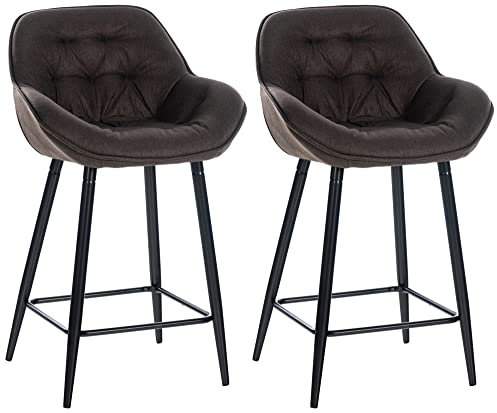 CLP 2er Set Barhocker Gibson - Tresenstuhl Mit Fußstütze - 2 x Tresenhocker Gepolstert, Farbe:braun, Material:Stoff