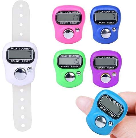 KARELLS Fingerzähler, manueller Zähler, Digitalzähler, Clickerzähler, digitaler Zähler, elektronischer Zähler, Mini-Fingerzähler, für Gebet, Sport, Trainer, 6 Stück