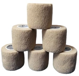 6 x Ok-plast Fingerpflaster 5 cm Breit | Selbsthaftend | Klebt nicht auf Haut & Haare (5 cm Breit / 4,5 Meter, Natur)