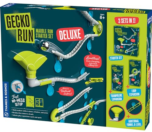 Thames & Kosmos Gecko Run Marble Run Deluxe Kit | Toy Model Kit for Creative Marble Runs | STEM Toy for Problem-Solving Skills | Requires Starter Set | Age 8+, White