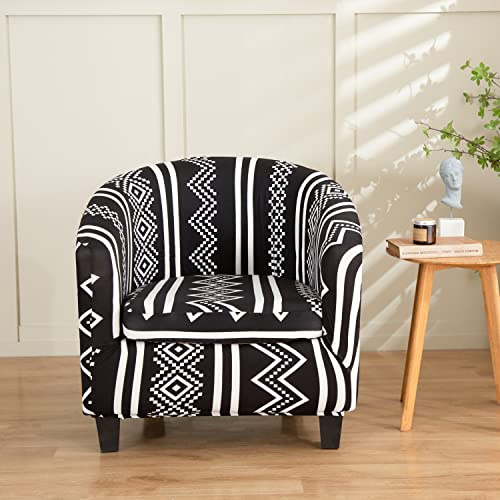 Morbuy Sesselbezug Stretch mit Armlehne, 2er Set Sessel Überzug Universal Sesselhussen Stretch Weich Sesselüberzug Elastisch Hussen für Clubsessel Cocktailsessel (Schwarz Boho)