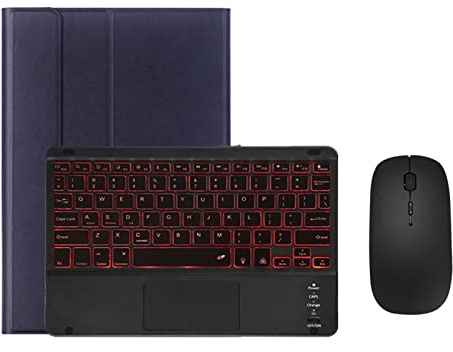 Funda Teclado Touchpad para iPad Pro 12.9 2022/2021/2020/2018 (6.ª/5.ª/ 4.ª/3.ª Gen), Teclado Retroiluminado Bluetooth con Carcasa Magnética y Ratón Inalambrico, Azul Marino Con Retroiluminación
