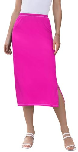 Cardinal Red - Falda por debajo de la rodilla, por debajo de la rodilla, por debajo de la rodilla, elástica, por debajo de la rodilla, talla S, Fucsia, XXL