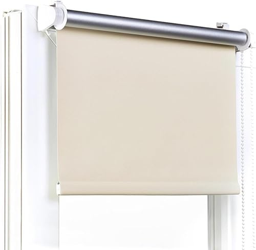 Fenster DEKOR - Rollos Für Fenster Ohne Bohren Ecru - Verdunkelungsrollo B55 x H120 cm - Klemmrollo Verdunkelung - Fensterrollo Für Balkontüren - Verdunklungsrollo Leicht Zu Installieren - Klemmfix