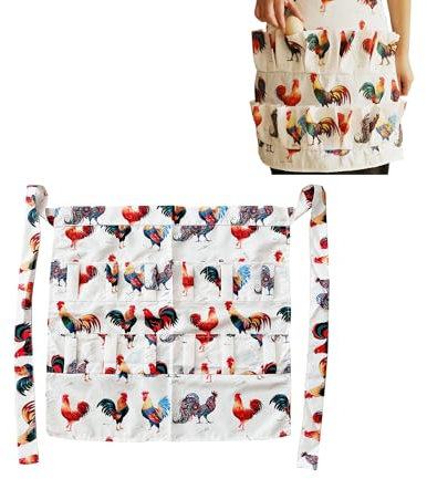 TUKEVA Eierschürze Sammelschürze mit 12 Taschen für Eier, Enteneier, Gans, etc. - Unisex Erwachsene - Mandel
