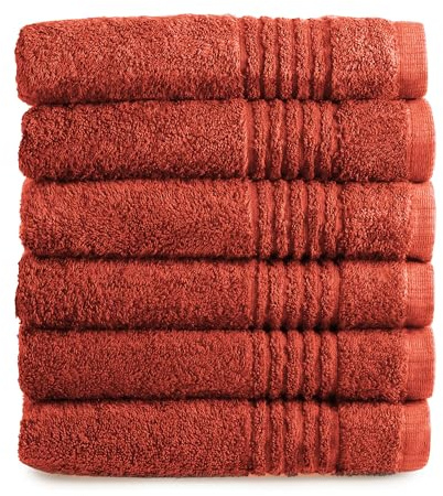 PHLOX Handtuch Set 50 x 100 cm – (6 Stück) 100% Baumwolle Badehandtücher – Oeko-Tex Made in Green Zertifiziert | 600 g/qm | Weiche & Saugfähige Badetücher Set – Premium Qualität - Terracotta