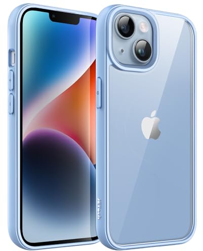 JETech Hülle für iPhone 14, Hellblau | Einfarbig Matter TPU-Rahmen, Kratzfest, Handyhülle mit Transparenter Rückseite