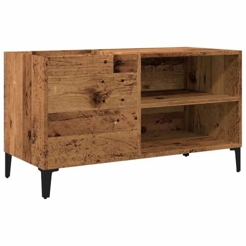 vidaXL Mueble para Discos Madera ingeniería Envejecida 84,5x38x48 cm | Almacena fácilmente un montón de discos de vinilo, aspecto industrial para entornos modernos, fabricado con madera resistente
