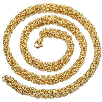 Bishilin Hip Hop Kette Herren 76CM, Edelstahl Halskette ohne Anhänger 10MM Königskette Hip Hop Kette für Männer Gold