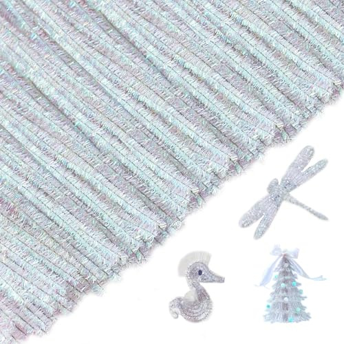 SANGFUN 100 Stück Pfeifenputzer Zum Basteln, Buntes Farbsystem Pfeifenreiniger Chenilledraht, 6mm Pfeifenreiniger Zum Basteln, Pfeifenreiniger Glitzer für DIY, Basteldekoration, kreative Projekte