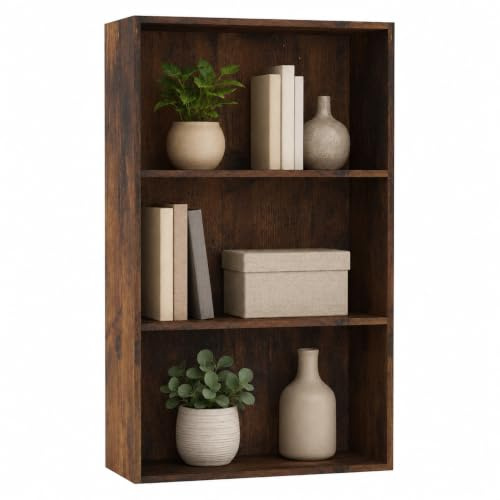 URBNLIVING Wide Wooden Bookcase Storage Shelf Unit, 3 Tier or 4 Tier Display Shelving Cabinet for Living Room, Dining Room, Bedroom & Home Office