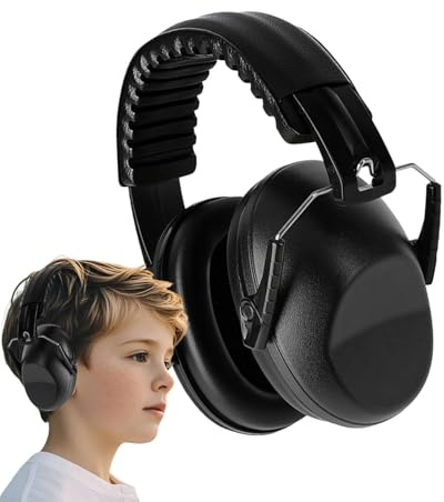 Duroecsain Protection auditive pour enfants, oreillettes insonorisées avec protection auditive réglables, écouteurs portables avec protection auditive, protection auditive pour enfants, Noir