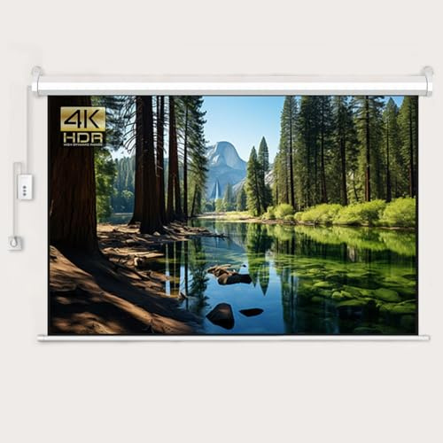 72 Pollici Tela Proiettore 4K 3D Schermo Motorizzato Formato 4:3 16:9 con Telecomando Senza Fili Proiezione Schermo per Home Theater Scuola Ufficio E Eventi All'Aperto(72inch(16:9))