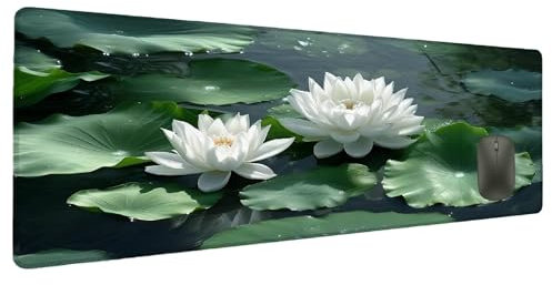 Mauspad XXL 1200x600mm GrüN Mousepad Groß Schreibtischunterlage Blume, Gaming Mauspad Gadgets Schreibtisch Zubehör, Wasserdicht Mouse Pad rutschfeste Vernähte Kanten Verbessert Geschwindigkeit L-5