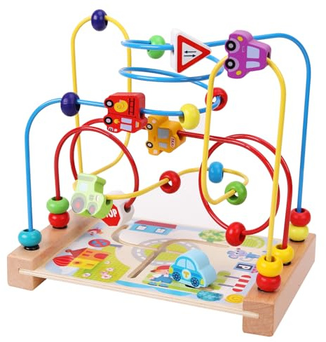 ANPEAC Hölzerne Perle Labyrinth Spielzeug für Kleinkinder | Perle Spielzeug, Bunte Achterbahn, Vorschule Lernspielzeug, Geburtstag Geschenke