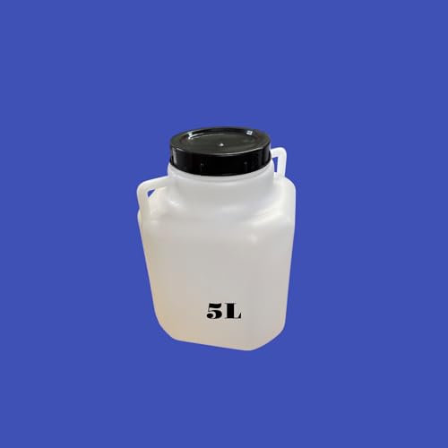 Jordan & Jordan - Bidon Plastique 5 litres avec Large Ouverture – Stockage Alimentaire et Eau Potable – Haute Résistance et Étanchéité – Couvercle à Visser