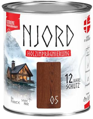 Njord Holzschutzmittel Extreme 750ml Holzfarbe (05) Rohes Mahagoni | Holzschutz Bis zu 12 Jahre Schutzlack Wetterfeste Imprägnierung