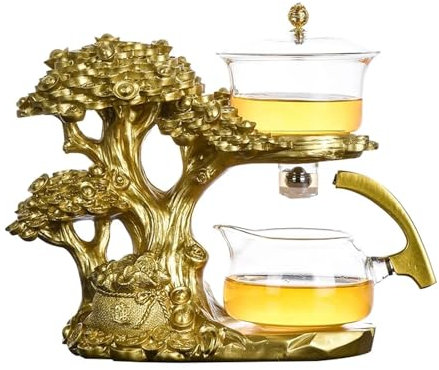 Glass Teapot Automatic Tea Set Heat-Resistant Tea Infuser Magnetic Suction Making Pot Tea Coffee Maker (D 1 Set)