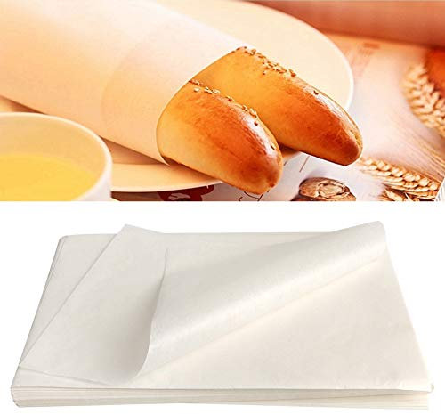 Nikou 500 piezas de papel para hornear de grado alimenticio, antiadherente, a prueba de aceite, para pasteles, pan, pastelería, 20 x 30 cm, papel de silicona para hornear, papel para barbacoa
