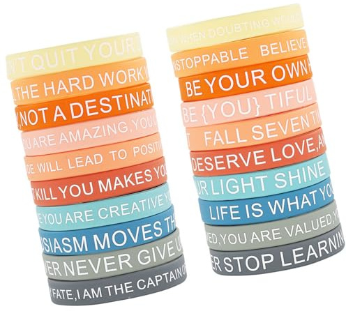 Gramigg 20 Stück Empowering Quote Armbänder Silikon Inspiration Band für die tägliche Motivation mit inspirierenden Sprüchen Positives Energieband, Wie beschrieben