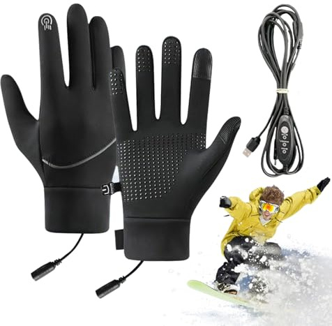 Renchey Heizhandschuhe,Elektrische USB Beheizte wasserdichte Handschuhe - Handwärmer Mit Regelbarer Temperatur Für Ski Snowboard Wanderung Radfahren Und Mehr