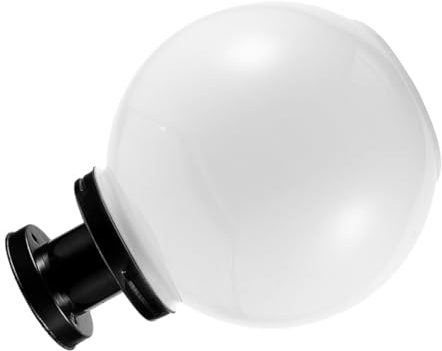 AUTSUPPL Solar Globe Post Light with Base Waterproof Automatic Sensor | Stainless Steel Base, Acrylic Lampshade, White Light, 20cm Size, Fence and Patio Use
