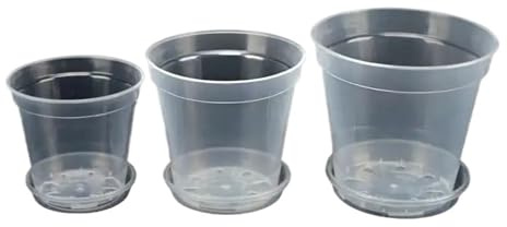 ENWWCH Lot de 10 Pots Fleurs Ronds en Plastique Transparent Anti-déformation, Grande capacité, for orchidées, 10-23 cm pour Bureau Maison(18cm)