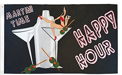 Drapeaux De Jardin L'Heure Du Martini À L'Happy Hour Treer Drapeau Bannière Extérieure Premium Pour Patio Balcon Fête 90X150 Cm