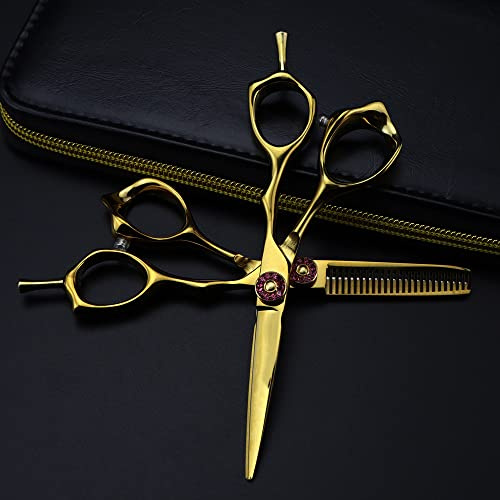 Forbici Professionali per Tagliare i Capelli, Forbici Professionali per Tagliare i Capelli con Vite Nera da 6 Pollici in Acciaio per diradare i Capelli, cesoie per Barbiere, Forbici per Parrucchiere