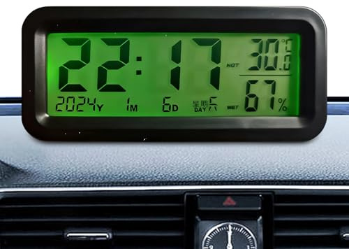 Reloj de salpicadero | Monitor de humedad digital luminoso, reloj de coche electrónico adhesivo portátil – para coche Sedan Pickup Scooter salida de aire SUV aparcamiento guía
