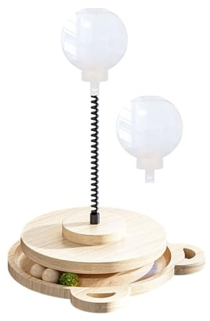 Bvizyelck Dog Puzzle Ball | Pet Food Dispenser Wood Track | with Spring Pole Dog Treat Toy,for Puppy Medium Breed Home Play