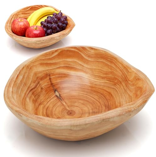 LOMUG Obstschale aus Holz, Holzschale Deko Unregelmäßige, Holzschüssel Schlüsselschale Wooden Bowl Dekoschale für Gemüse Obst Snacks Salate Schlüssel Brot (Mittel)