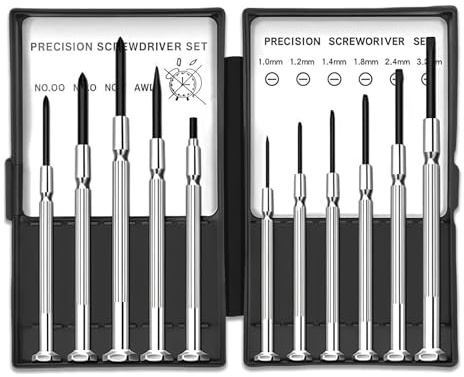 Yuannee Mini Screwdriver Set,11PCS Precision Small Screwdriver Set Glasses Repair Small Screwdriver Precision Repair Tool Kit Flathead and Cross Screwdrivers for Watchmakers Jewellers Remotes Gadgets