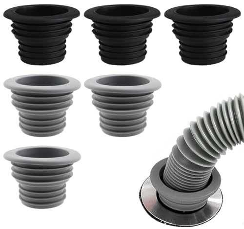 WUYJI Washing Machine Parts & Accessories, Kit di sigillatura per tubi di scarico da 6 pezzi per lavatrici adattatori di scarico per tubi da 33-43 mm tappi di tenuta per tubi di scarico(nero, grigio)