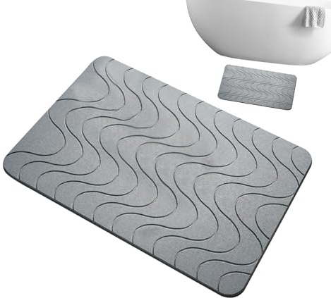 Alfombra De Baño De Piedra Dediatomita - Alfombra Antideslizante Desecado Rápido con Absorciónde Agua | Estera Geométrica Lavable Anticaída para Baño, Cocina, Inodoro, Hogar, SPA, Hotel