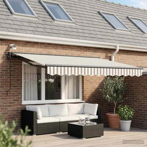 Tenda da sole elettrica estensibile, grigio chiaro, bianco, 3 x 2,5 m | montaggio a parete, poliestere con rivestimento in poliuretano, telecomando e manovella, semicassetta