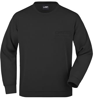 James & Nicholson Herren Sweatshirt mit Brusttasche - Hochwertiger Sweat mit verdeckter Brusttasche | Farbe: black | Grösse: XL