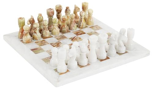 Radicaln Marmor Schachset 12 Zoll Weiß und Grün Onyx Handgefertigtes Luxus-Brettspiel für Erwachsene, Ideales Marmor Schachbrett-Set & Schachfiguren für Wohnkultur