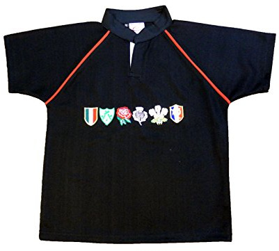 Men Rugby Shirts 6 Nation All Team Supporter Fan Size M to 2XL (3XL, Black)